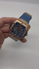 Hublot Spirit Of Big Bang 42mm, Aço/Rose Mostrador Azul Esqueleto