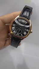 Cartier Drive 41mm Rose - Mostrador Preto - Pulseira Couro