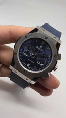 Hublot Classic Chrono 45mm Aço Mostrador Azul Bisel Aço - Puls. Borracha