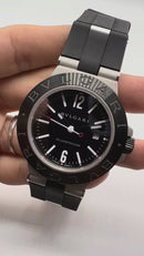 Bvlgari Alumium 40mm - Mostrador Preto Aluminio Pulseira Borracha