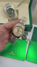 Rolex Date-Just 41mm/36mm Aço/Dourado, Mostrador Dourado, Luneta Canelada