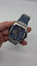 Hublot Spirit Of Big Bang 42mm, Aço Mostrador Azul Esqueleto