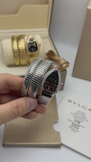 Bvlgari Serpenti Tubogas 02 Volta 35mm Aço Mostrador Preto - Cravejado