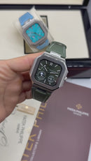 Patek Philippe Cubitus, Aço Fases da Lua 42mm, Mostrador Verde, Pulseira Nylon