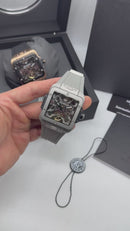 Hublot Square Bang Turbilhão Aço/OxSilver 45mm, Mostrador Cinza Esqueleto