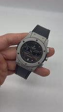 Hublot Vendome Classic Chrono 45mm, Aço/OxSilver Mostrador Preto Carbono