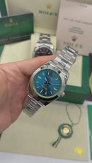 Rolex Milgauss 40mm Aço Mostrador Azul Luneta Lisa Pulseira Oyster