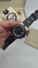 Bvlgari Aluminium Crono 41mm - Aço/Rose - Mostrador Preto