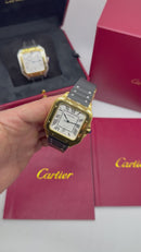 Cartier Santos 40mm - Aço/Dourado Mostrador Branco - Pulseira Borracha