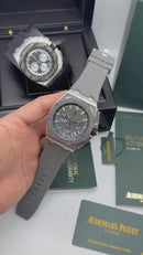 Audemars Piguet Royal Oak Offshore 44mm Mostrador Cinza Bezel Aço