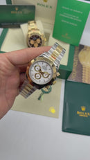Rolex Daytona 40mm Aço/Dourado, Mostrador Branco