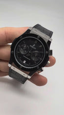 Hublot Classic Chrono 45mm Aço Mostrador Preto Bisel Aço