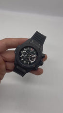 Hublot Big Bang 44mm Aço/OxBlack Mostrador Preto Esqueleto