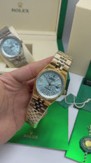 Rolex Oyster Perpetual Land‑Dweller 40mm Aço/Dourado, Mostrador Azul Glacial