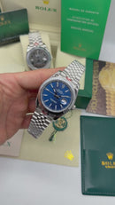 Rolex Datejust 41/36mm Aço, Mostrador Azul Luneta Canelada