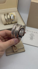 Bvlgari Serpenti Tubogas 02 Voltas 35mm Aço/Rose Mostrador Prata