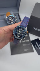TAG Heuer Carrera Aço Calibre S, Chronograph Eletrônico, 44 mm, Puls. Couro