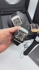 Hublot Square Bang Turbilhão Aço 45mm, Mostrador Cinza Esqueleto