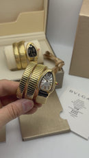 Bvlgari Serpenti Tubogas 02 Volta 35mm Aço/Dourado Mostrador Prata - Cravejado