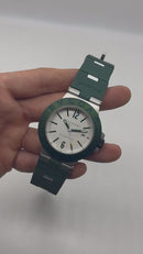 Bvlgari Alumium 40mm - Mostrador Cinza Aluminio Pulseira Borracha Verde