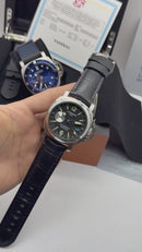 Panerai Luminor Marina 44mm Aço Mostrador Preto Pulseira Couro Croco