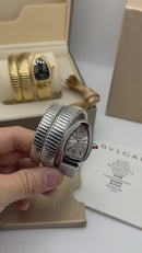 Bvlgari Serpenti Tubogas 02 Volta 35mm Aço Mostrador Prata - Cravejado