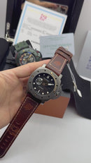 Panerai Submersible 47mm Aço Mostrador Preto, Puls. Couro