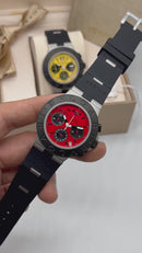 Bvlgari Aluminium Crono 41mm - Aço - Mostrador Vermelho