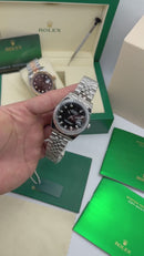Rolex Date-Just 31mm/36mm Aço, Mostrador Preto, Luneta Canelada