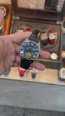 Cartier Drive 41mm Turbilhão Aço - Mostrador Preto - Pulseira Couro