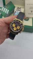 Rolex Daytona Black/Gold 40mm - Mostrador Preto - Pulseira OysterFlex - CLONE