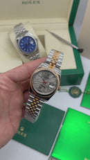 Rolex DateJust 36mm Aço/Rose, Mostrador Cinza, Pulseira Jubilee