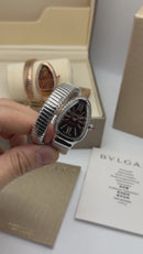 Bvlgari Serpenti Tubogas 01 Volta 35mm Aço Mostrador Preto - Cravejado