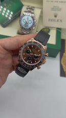Rolex Daytona Everose 40mm - Mostrador Chocolate - Pulseira OysterFlex - CLONE