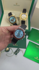 Rolex Daytona 40mm Aço Mostrador Ice Blue Luneta Marrom