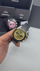 Tudor Black Bay Chrono S&G Aço/Dourado 41mm, Mostrador Dourado - Borracha