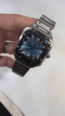 Cartier Santos 40mm - Aço Mostrador Azul - Pulseira Aço