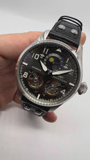 IWC PORTUGIESER YACTH CLUB TURBILHÃO - 44mm - Aço Most. Cinza Puls Couro