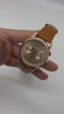Patek Phillippe Fases da Lua 42mm Aço/Rose, Pulseira Couro