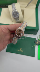 Rolex Datejust Aço/Rose 36mm/31mm, Most. Marrom Cravejado, Puls. Jubilee - CLONE
