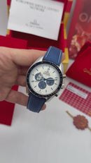 Omega Speedmaster Snoop 50 Anos 42mm Aço, Mostrador Branco, Puls. Nylon