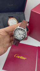 Cartier Drive 41mm Aço - Mostrador Branco - Pulseira Couro