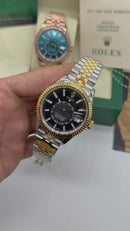 Rolex Sky-Dweller - 42 mm, Aço/Ouro - Mostrador Preto - Jubilee - CLONE