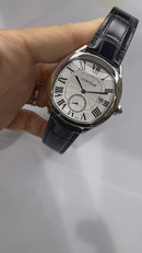 Cartier Drive 41mm Aço - Mostrador Preto - Pulseira Couro