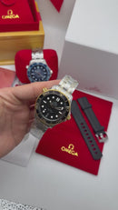 Omega Seamaster Diver 300M 42 mm, Aço/Ouro, Mostrador Preto - CLONE