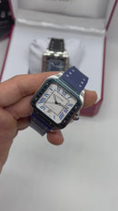 Cartier Santos 40mm - Aço Mostrador Branco - Pulseira Borracha