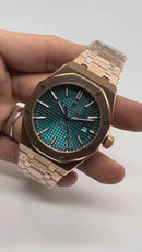 Audemars Piguet Royal Oak 39mm Aço Rose Mostrador Azul Bezel e Pulseira Aço Rose