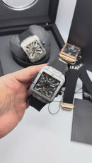 Hublot Square Bang Turbilhão Aço/OxSilver 45mm, Mostrador Cinza Esqueleto