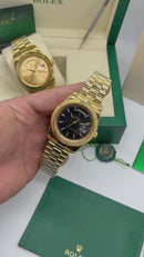 Rolex Day-Date Presidente 40mm Dourado Mostrador Preto
