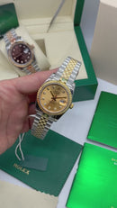 Rolex Date-Just 31mm/36mm Aço/Dourado, Mostrador Dourado, Luneta Canelada